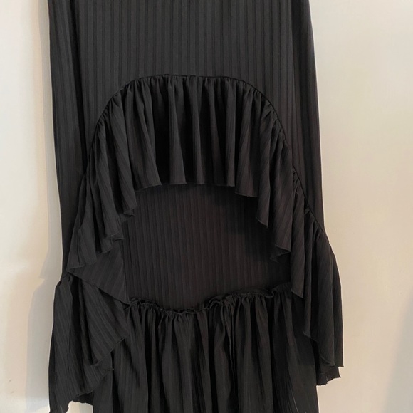 Vintage Jean Airoldi Stripe High Low Ruffl Skirt M - Picture 1 of 4